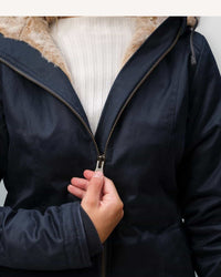 Thumbnail for organic womens hemp jacket by freshemp opening the YKK zipper